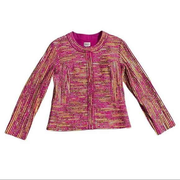 Chico's‎ Annabelle Pink Striped Blazer Sugarberry Dream Size 0 (4) - Picture 6 of 13